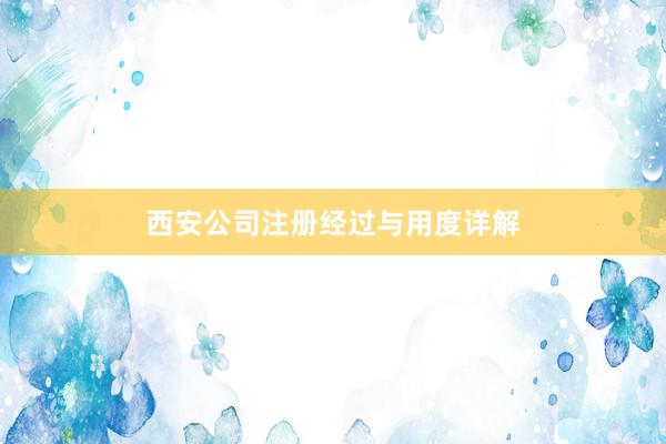 西安公司注册经过与用度详解